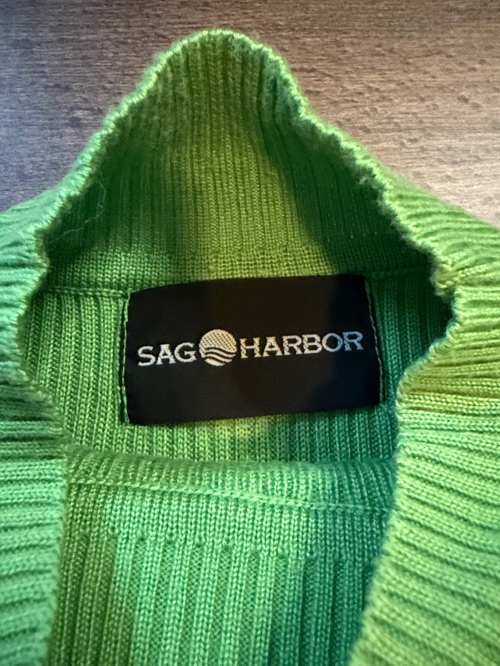 Sag Harbor Lime Green Ribbed Mock Neck Turtleneck Top Womens No Size Tag - Picture 2 of 6